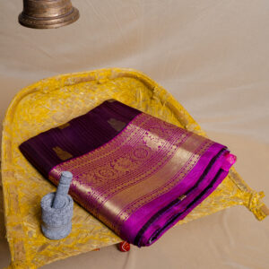 Venkatgiri Vintage Pattu saree Violet with Magenta border