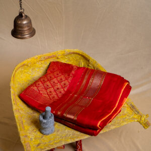 Narayanpet Signature Yellow and Red Saree