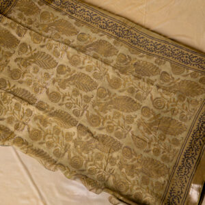Sangeri Print Fenugreek Color Chenderi Silk Saree