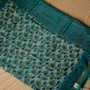 Sangeri Block Print Maheshwari Silk Saree