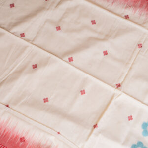 White and Red Cotton Saree