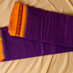 Violet with Yellow border Narayanpet Cotton Saree