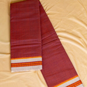 Brickred With Grey Narayanpet Cotton Saree