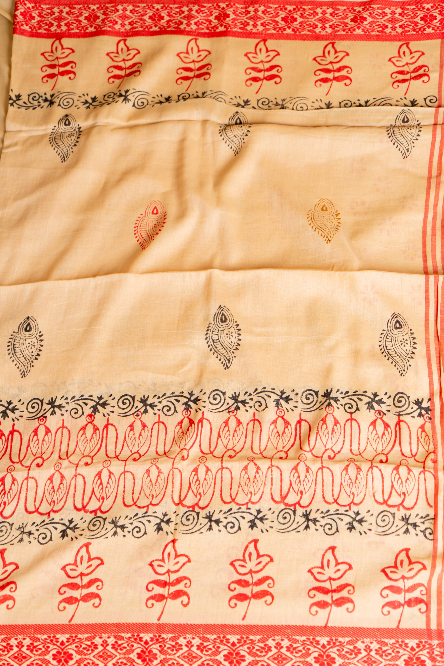 Beige Cotton Baluchari Saree - Image 5