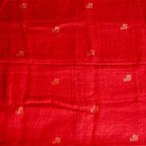Scarlet & Gold Pure Lenin Jamdani Saree